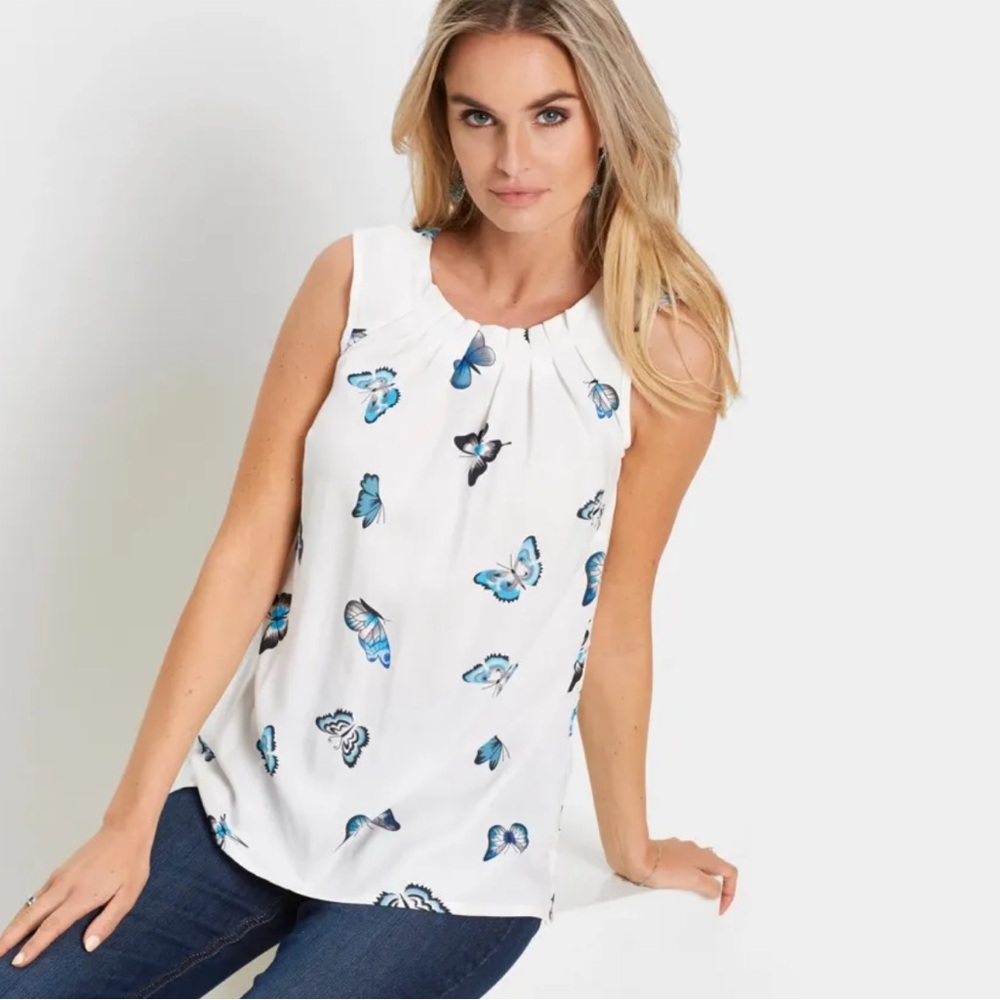 Ambria Butterfly Printed Sleeveless Top